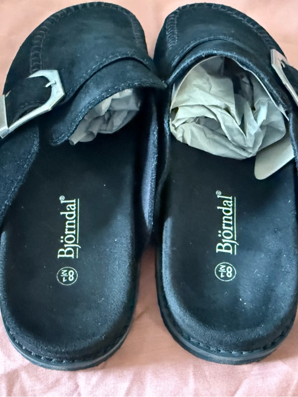 Bjorndal Black Slip-On Mule with Silver Buckle Accent